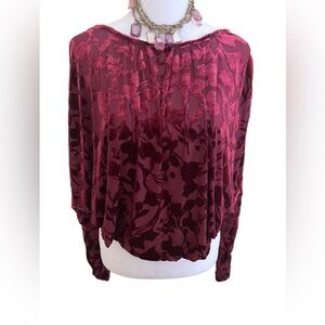 Burgundy velvet Women crop top
